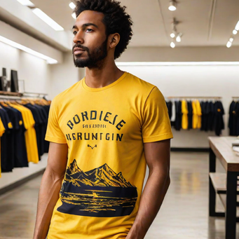 Yellow t-shirt for men, adding a bright and bold pop of color.