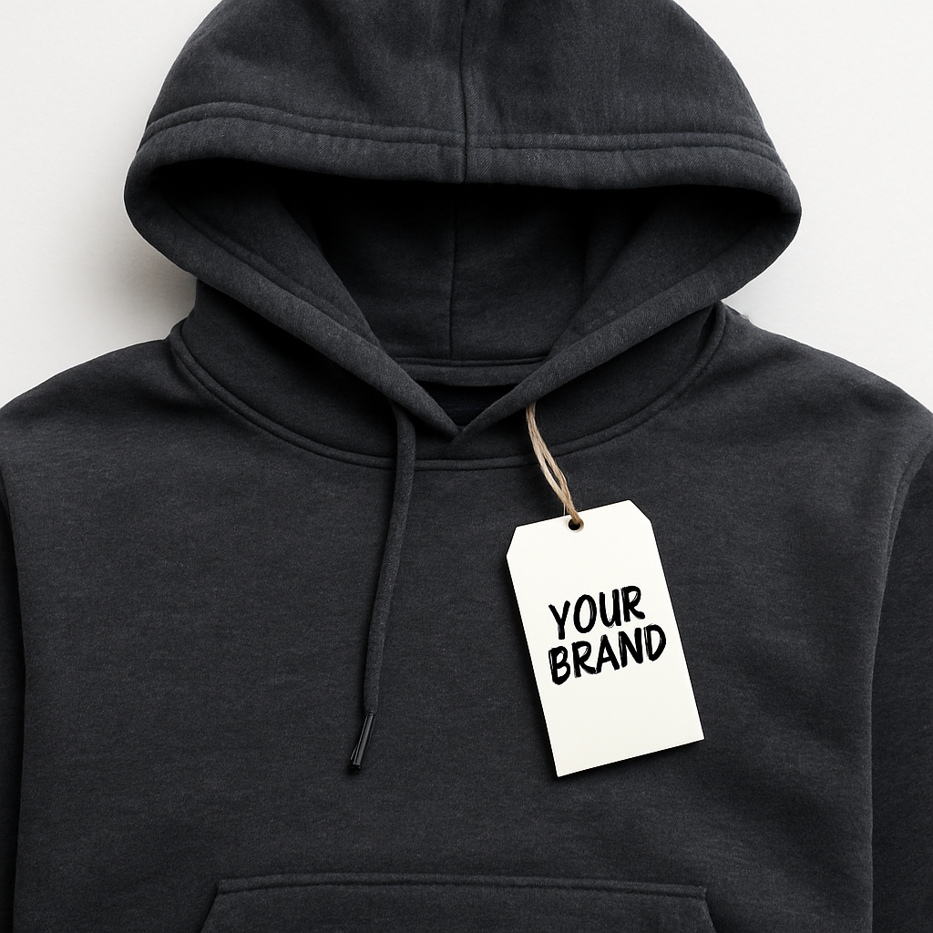 hoodie with hang tag