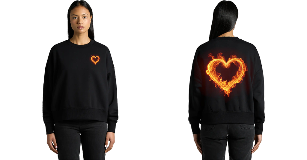Custom printed women’s heavy crew sweatshirt – oversized cozy Etsy apparel for stylish everyday wear