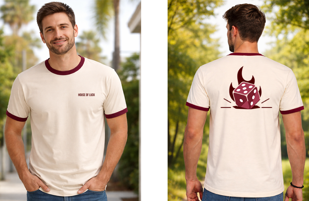 Next Level vintage ringer T-shirt with front and back printed artwork, styled for St. Patrick’s Day apparel collections.