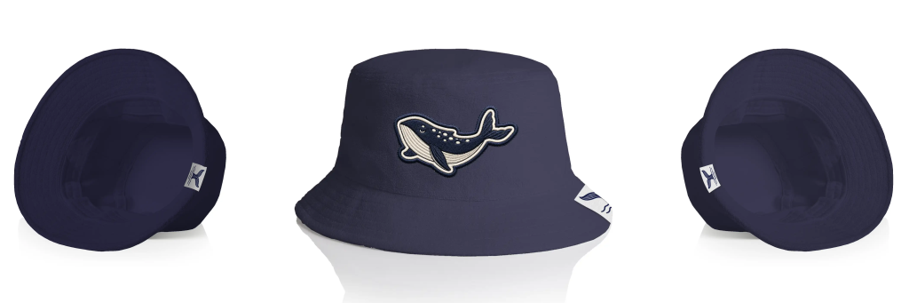 Inside-out view of the AS Colour Terry Bucket Hat 1175 showcasing a custom embroidered patch and a folded woven label on the brim in an Apliiq-generated mockup.
Caption: