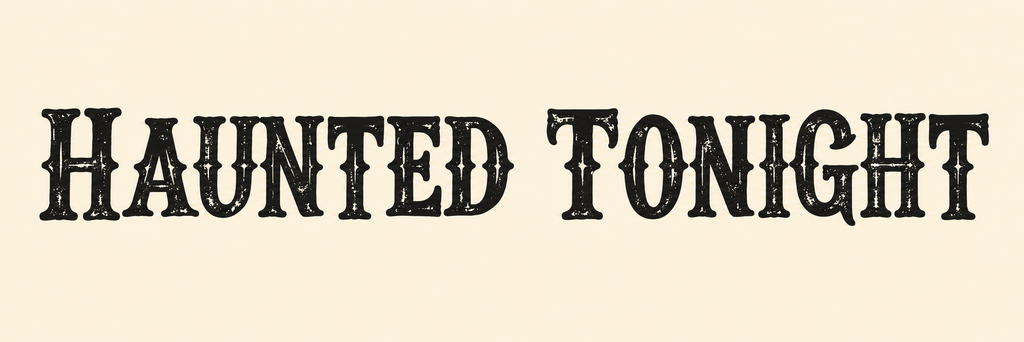 Custom Rye Halloween font graphic featuring “Haunted Tonight” in vintage western-style lettering on a cream background.